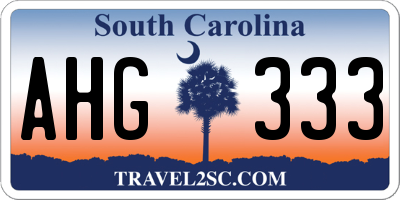 SC license plate AHG333