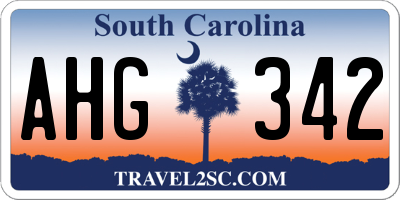 SC license plate AHG342
