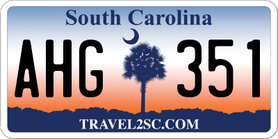 SC license plate AHG351