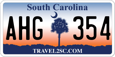 SC license plate AHG354