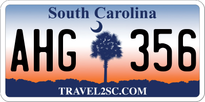 SC license plate AHG356