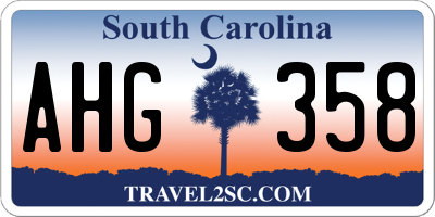 SC license plate AHG358