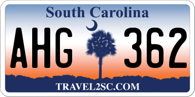 SC license plate AHG362