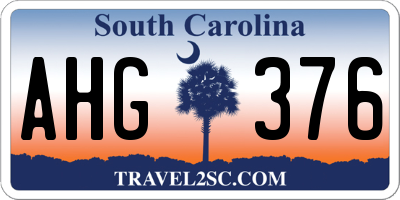 SC license plate AHG376
