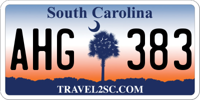 SC license plate AHG383