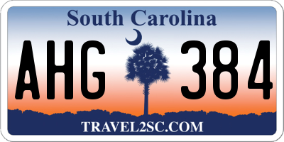 SC license plate AHG384