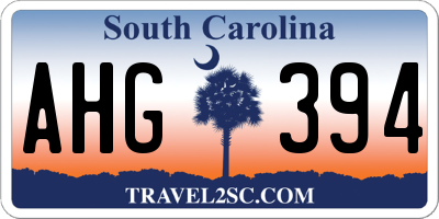 SC license plate AHG394