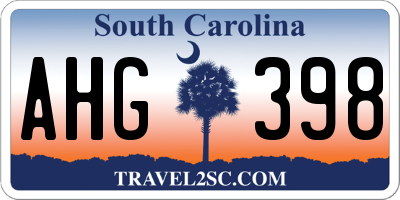 SC license plate AHG398