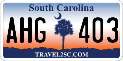 SC license plate AHG403