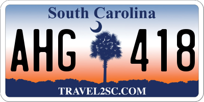 SC license plate AHG418