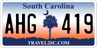 SC license plate AHG419
