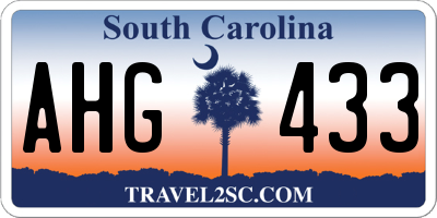 SC license plate AHG433