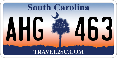 SC license plate AHG463