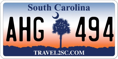 SC license plate AHG494