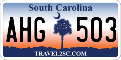 SC license plate AHG503