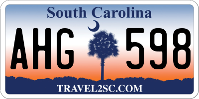 SC license plate AHG598