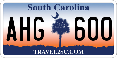 SC license plate AHG600