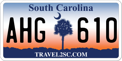 SC license plate AHG610