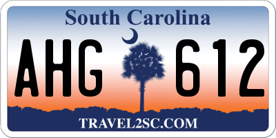 SC license plate AHG612