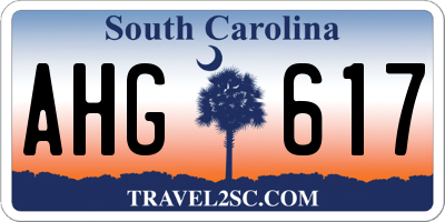 SC license plate AHG617