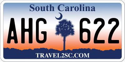 SC license plate AHG622