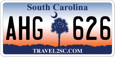 SC license plate AHG626