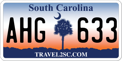 SC license plate AHG633