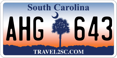 SC license plate AHG643