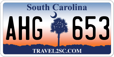 SC license plate AHG653