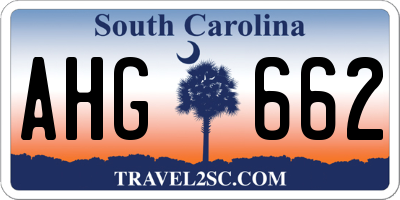 SC license plate AHG662