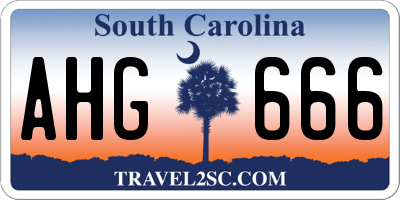 SC license plate AHG666