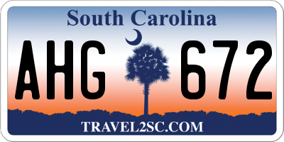 SC license plate AHG672