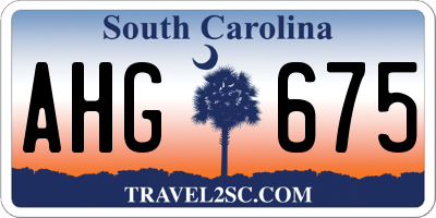 SC license plate AHG675
