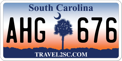 SC license plate AHG676