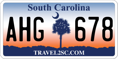 SC license plate AHG678
