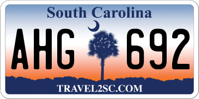 SC license plate AHG692
