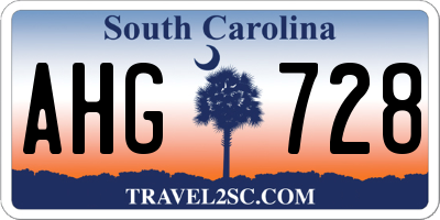 SC license plate AHG728