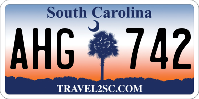 SC license plate AHG742