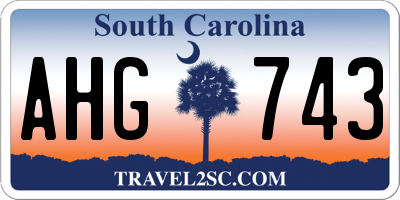 SC license plate AHG743