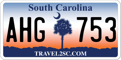 SC license plate AHG753