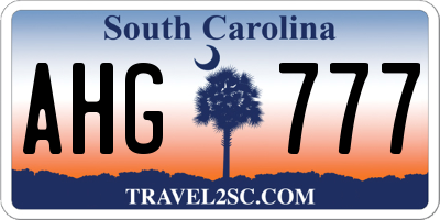 SC license plate AHG777