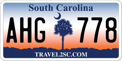 SC license plate AHG778