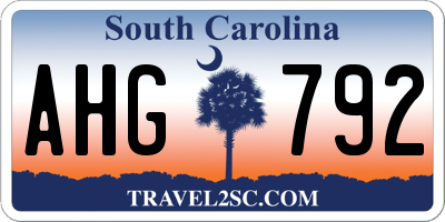 SC license plate AHG792