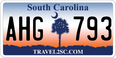 SC license plate AHG793