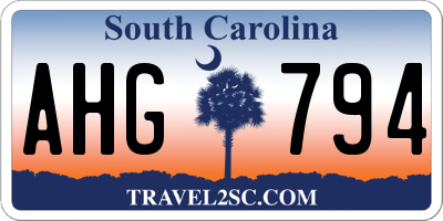 SC license plate AHG794