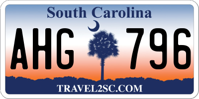 SC license plate AHG796