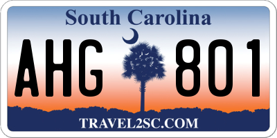 SC license plate AHG801