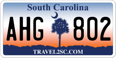 SC license plate AHG802