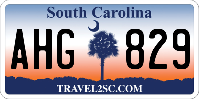 SC license plate AHG829