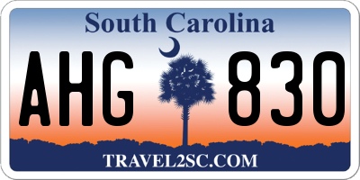 SC license plate AHG830